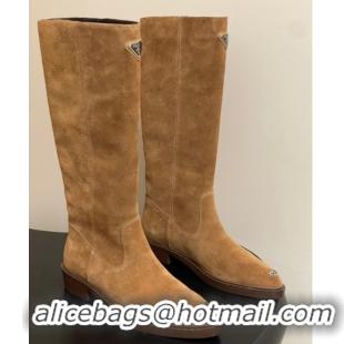 Unique Style Prada Suede High Boots Brown 2025 PR082513