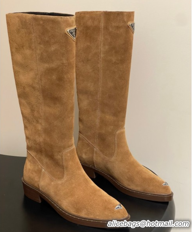 Unique Style Prada Suede High Boots Brown 2025 PR082513