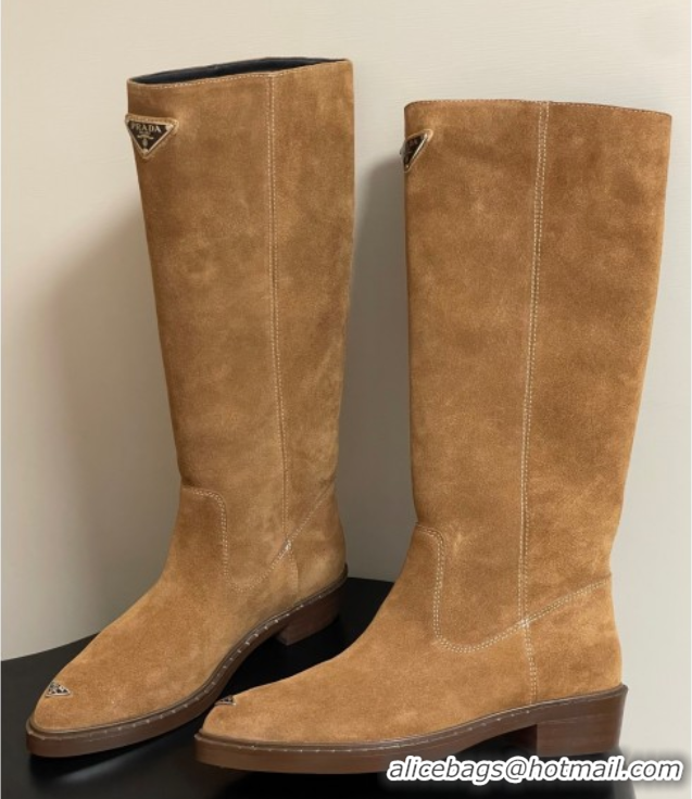 Unique Style Prada Suede High Boots Brown 2025 PR082513