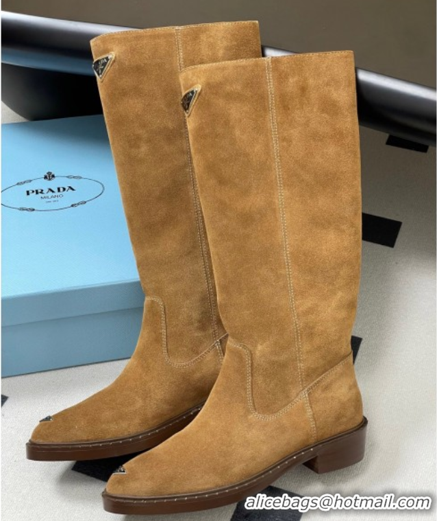 Unique Style Prada Suede High Boots Brown 2025 PR082513
