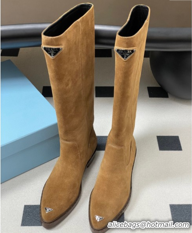 Unique Style Prada Suede High Boots Brown 2025 PR082513