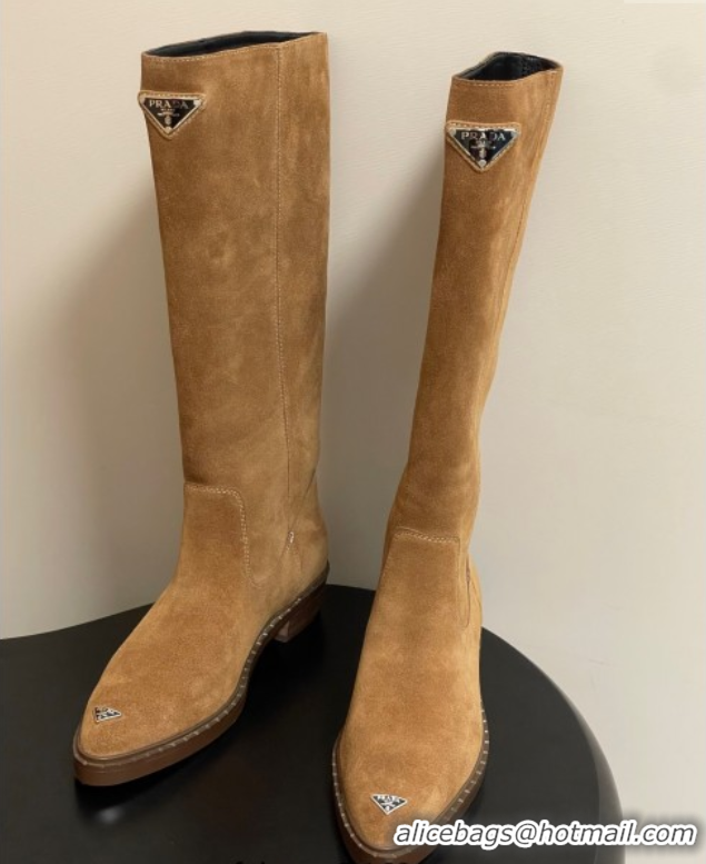 Unique Style Prada Suede High Boots Brown 2025 PR082513
