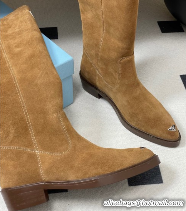 Unique Style Prada Suede High Boots Brown 2025 PR082513