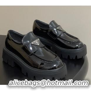 Grade Quality Prada Patent leather loafers 5cm Black 2025 1D185O