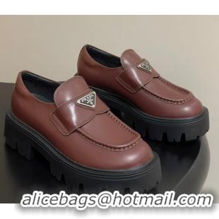 Sumptuous Prada Calf leather loafers 5cm Brown 2025 1D185O