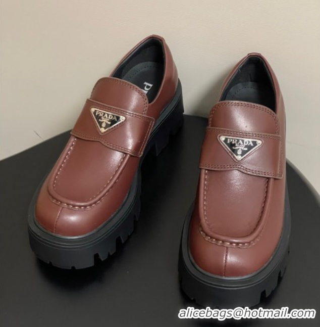 Sumptuous Prada Calf leather loafers 5cm Brown 2025 1D185O