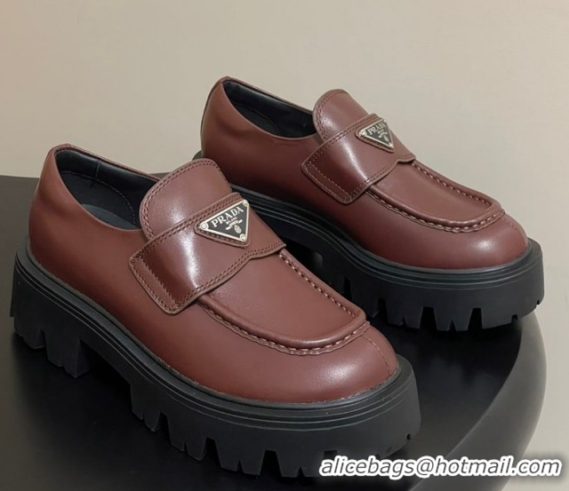 Sumptuous Prada Calf leather loafers 5cm Brown 2025 1D185O