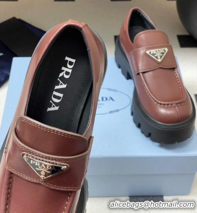 Sumptuous Prada Calf leather loafers 5cm Brown 2025 1D185O