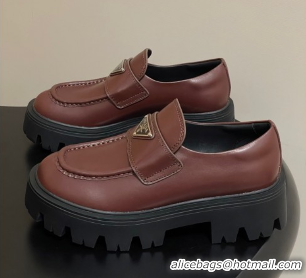 Sumptuous Prada Calf leather loafers 5cm Brown 2025 1D185O