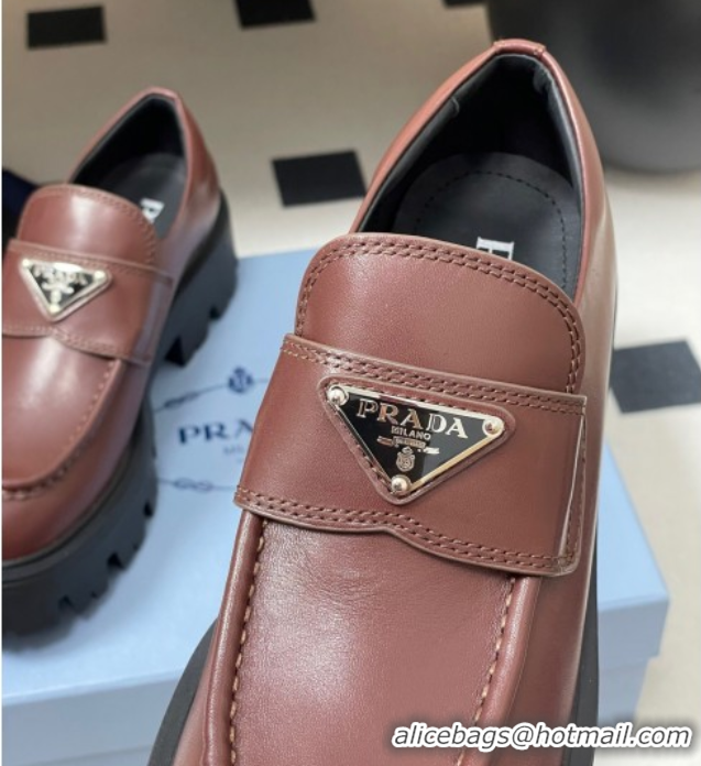 Sumptuous Prada Calf leather loafers 5cm Brown 2025 1D185O