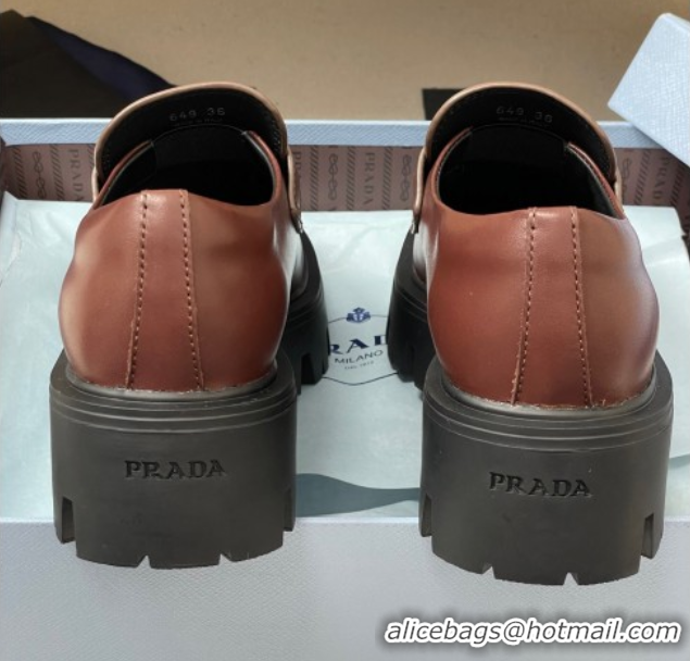 Sumptuous Prada Calf leather loafers 5cm Brown 2025 1D185O