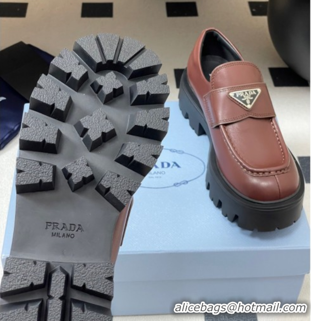 Sumptuous Prada Calf leather loafers 5cm Brown 2025 1D185O