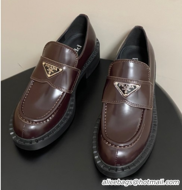 Modern Prada Brushed leather loafers Brown 2025 1D246M