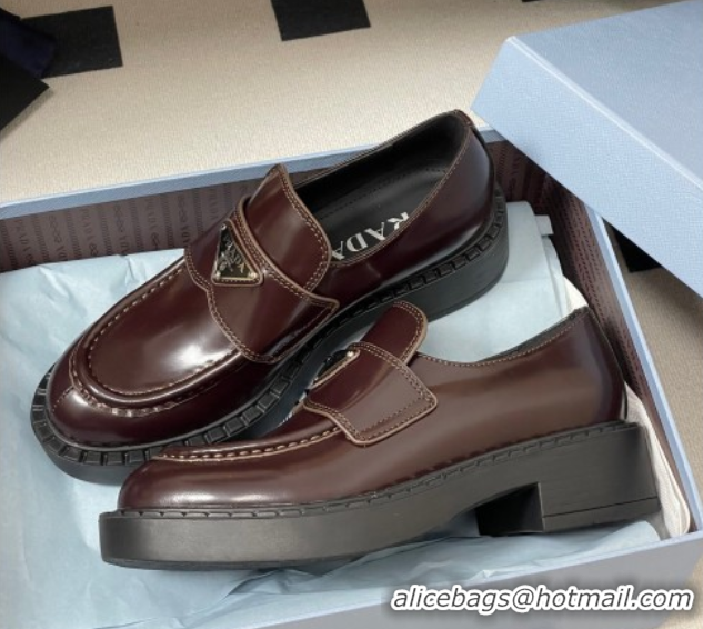 Modern Prada Brushed leather loafers Brown 2025 1D246M