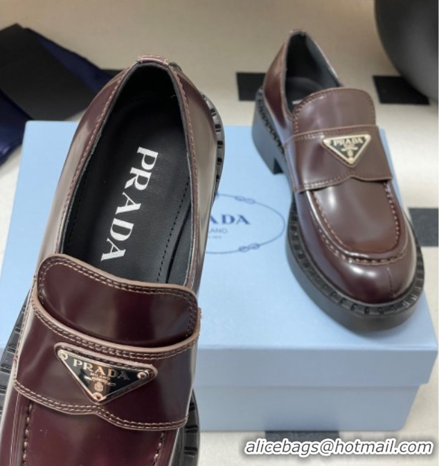 Modern Prada Brushed leather loafers Brown 2025 1D246M