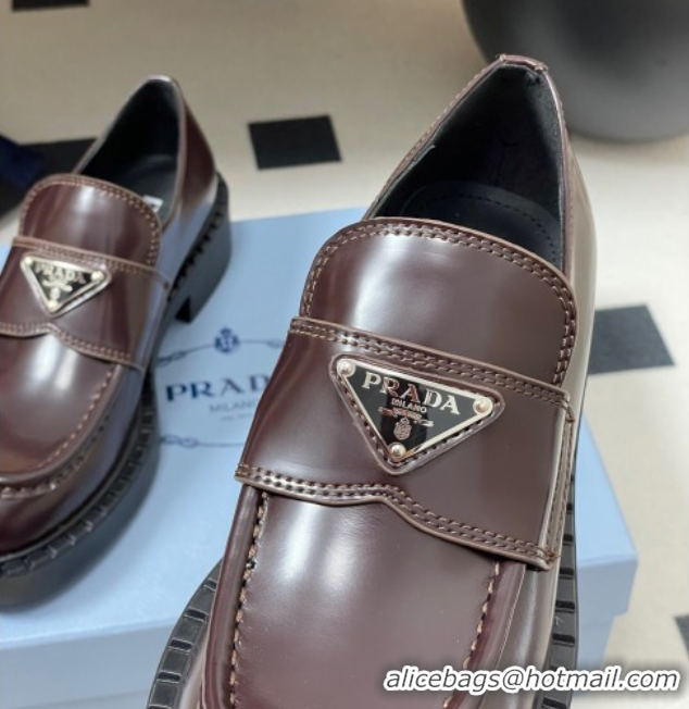 Modern Prada Brushed leather loafers Brown 2025 1D246M