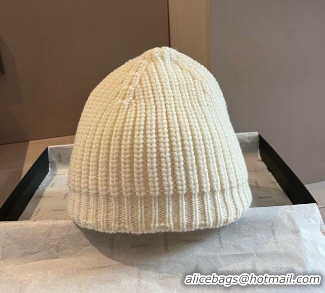 Top Grade Chanel Knit Hat with Bow CH0909089 White 2025
