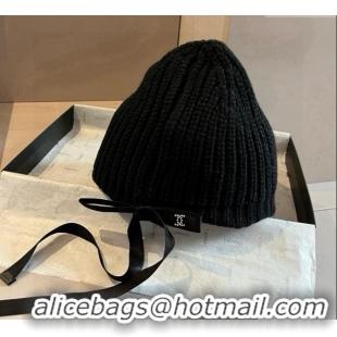 Luxury Classic Chanel Knit Hat with Bow CH0909089 Black 2025