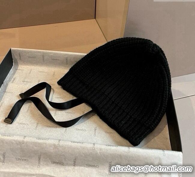 Luxury Classic Chanel Knit Hat with Bow CH0909089 Black 2025