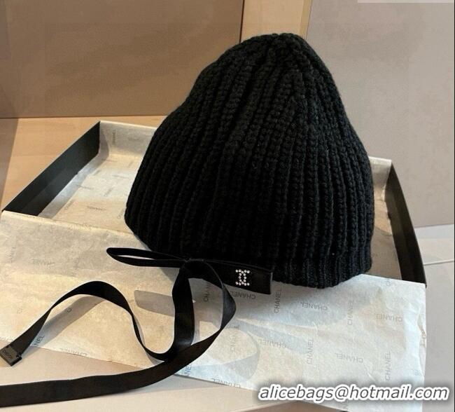 Luxury Classic Chanel Knit Hat with Bow CH0909089 Black 2025