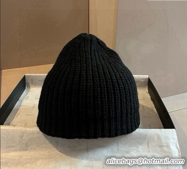 Luxury Classic Chanel Knit Hat with Bow CH0909089 Black 2025