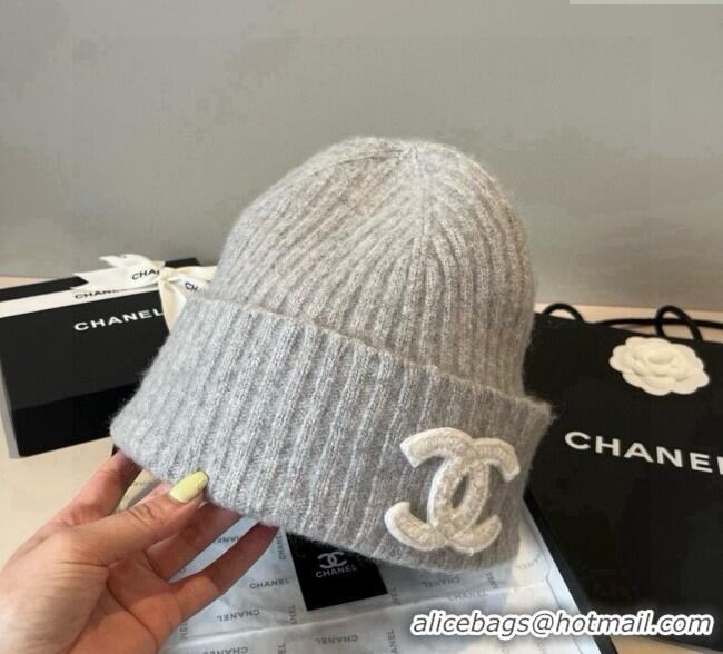 Good Cheap Chanel Knit Hat with Maxi CC CH0909090 Grey 2025