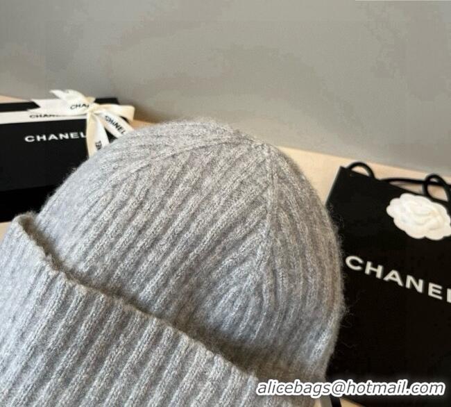 Good Cheap Chanel Knit Hat with Maxi CC CH0909090 Grey 2025