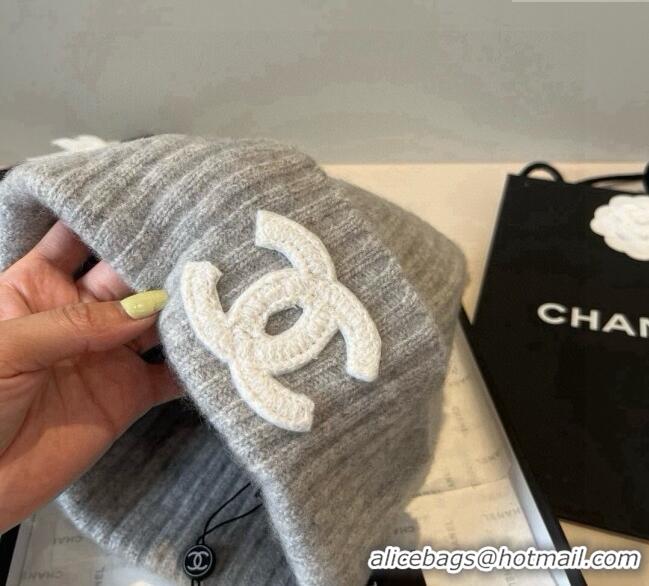 Good Cheap Chanel Knit Hat with Maxi CC CH0909090 Grey 2025