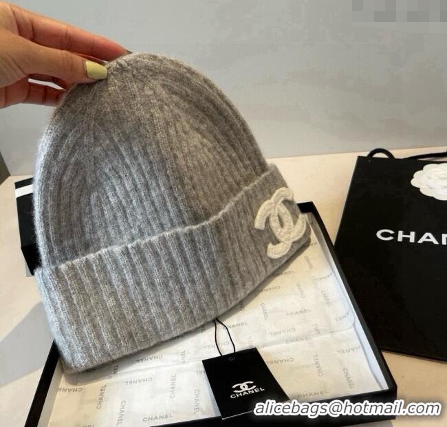 Good Cheap Chanel Knit Hat with Maxi CC CH0909090 Grey 2025