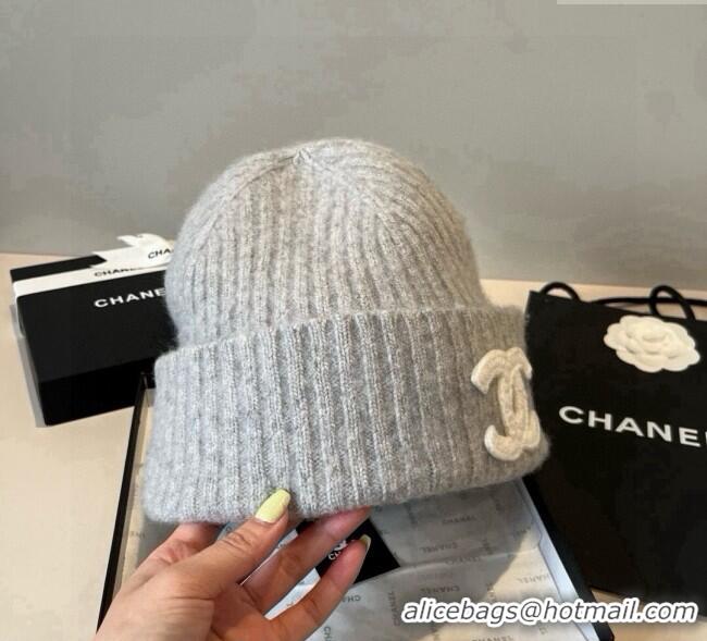 Good Cheap Chanel Knit Hat with Maxi CC CH0909090 Grey 2025