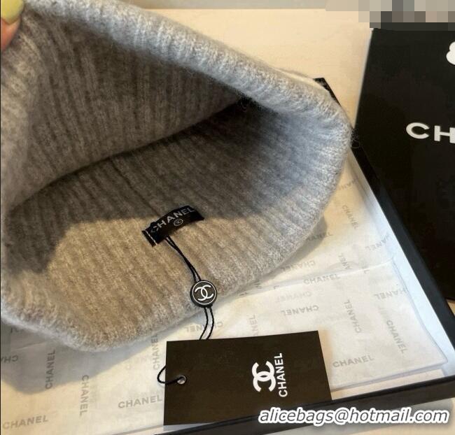 Good Cheap Chanel Knit Hat with Maxi CC CH0909090 Grey 2025