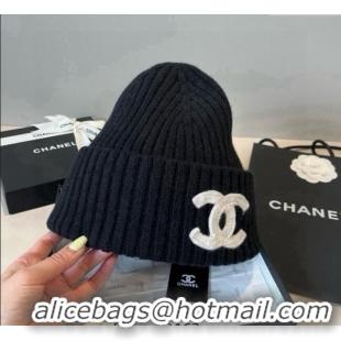 Top Grade Chanel Knit Hat with Maxi CC CH0909090 Black 2025