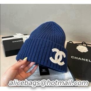 Luxurious Chanel Knit Hat with Maxi CC CH0909090 Blue 2025