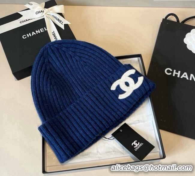 Luxurious Chanel Knit Hat with Maxi CC CH0909090 Blue 2025