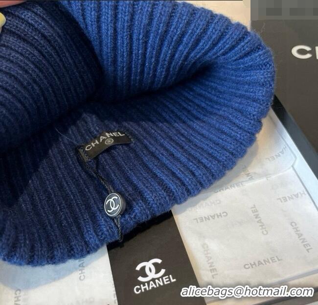 Luxurious Chanel Knit Hat with Maxi CC CH0909090 Blue 2025