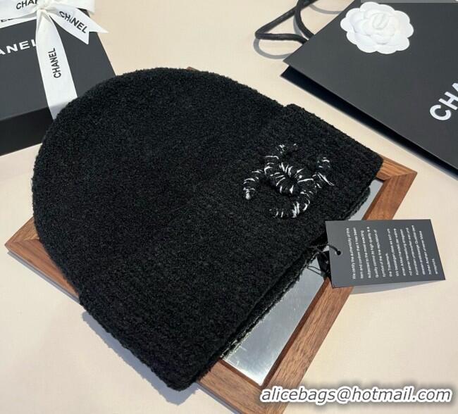 New Fashion Chanel Knit Hat with Maxi CC CH0909091 Black 2025