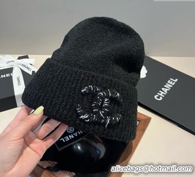 New Fashion Chanel Knit Hat with Maxi CC CH0909091 Black 2025