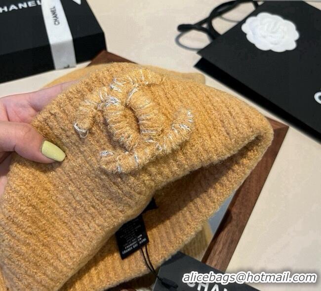Best Product Chanel Knit Hat with Maxi CC CH0909091 Yellow 2025
