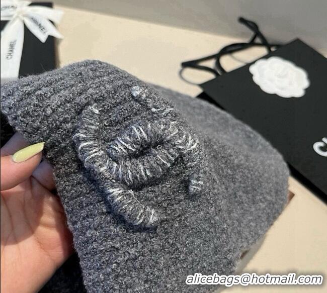 Best Product Chanel Knit Hat with Maxi CC CH0909091 Grey 2025