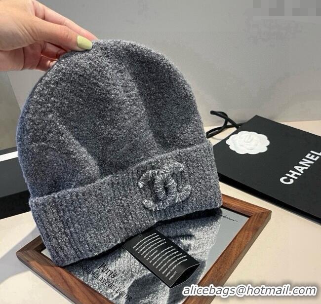 Best Product Chanel Knit Hat with Maxi CC CH0909091 Grey 2025