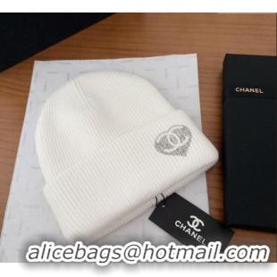 Well Crafted Chanel Knit Hat with Heart CH0909092 White 2025