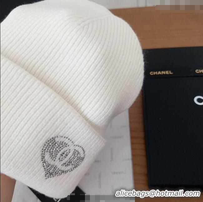 Well Crafted Chanel Knit Hat with Heart CH0909092 White 2025