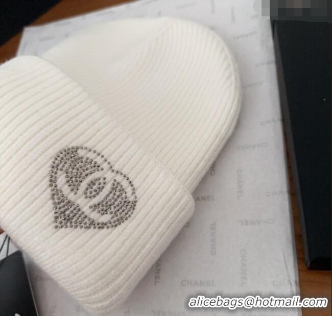 Well Crafted Chanel Knit Hat with Heart CH0909092 White 2025