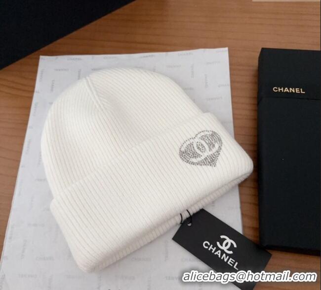 Well Crafted Chanel Knit Hat with Heart CH0909092 White 2025