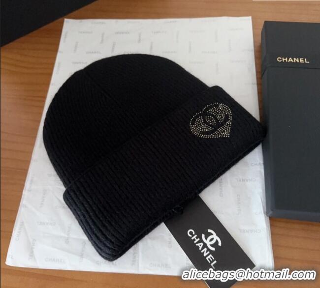 Luxury Classic Chanel Knit Hat with Heart CH0909092 Black 2025