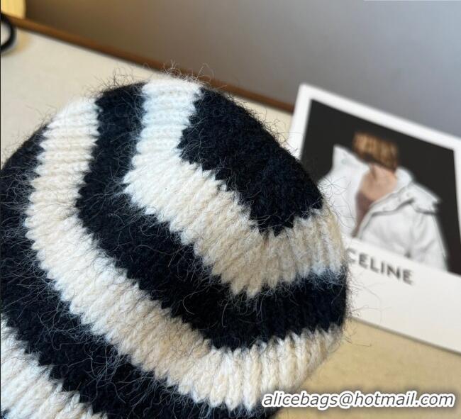 Luxury Cheap Dior Miss Striped Knit Hat DR0909093 White 2025