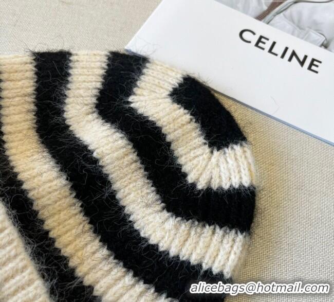Luxury Cheap Dior Miss Striped Knit Hat DR0909093 White 2025