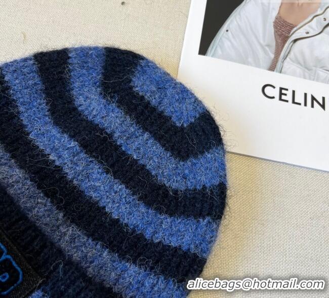 Spot Bulk Dior Miss Striped Knit Hat DR0909093 Blue 2025