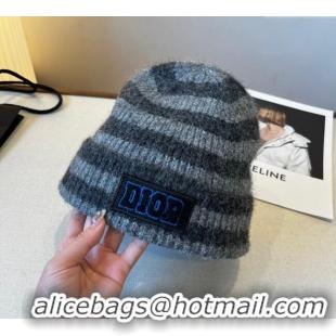 Good Taste Dior Miss Striped Knit Hat DR0909093 Grey 2025