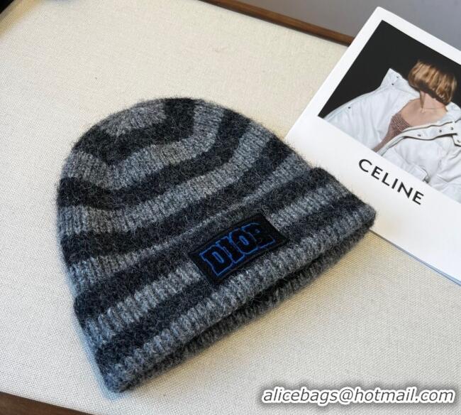 Good Taste Dior Miss Striped Knit Hat DR0909093 Grey 2025